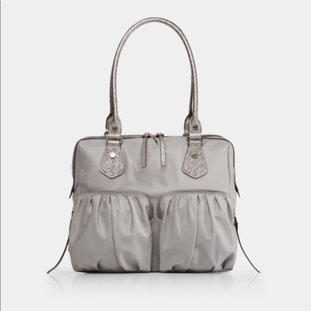 MZ Wallace Bedford baby Jane Gray grey silver Nylon Leather Tote bag purse